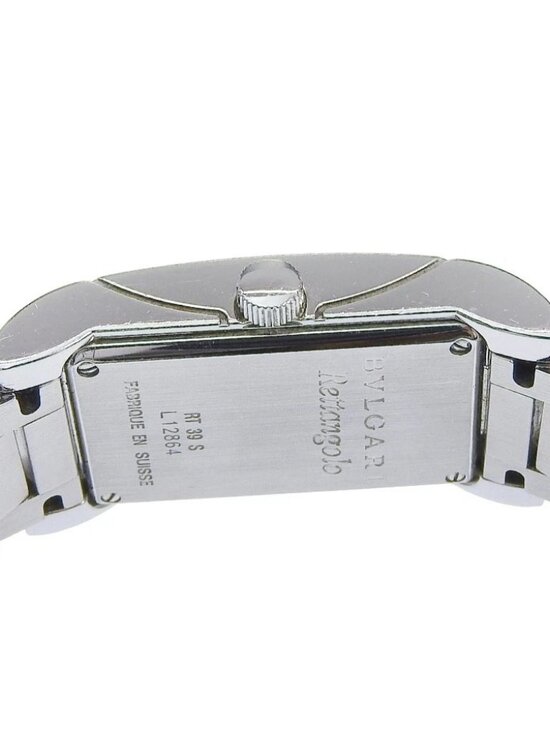 BVLGARI Rettangoro Watches RT39S Silver WhiteDial Stainless Steel Quartz A...